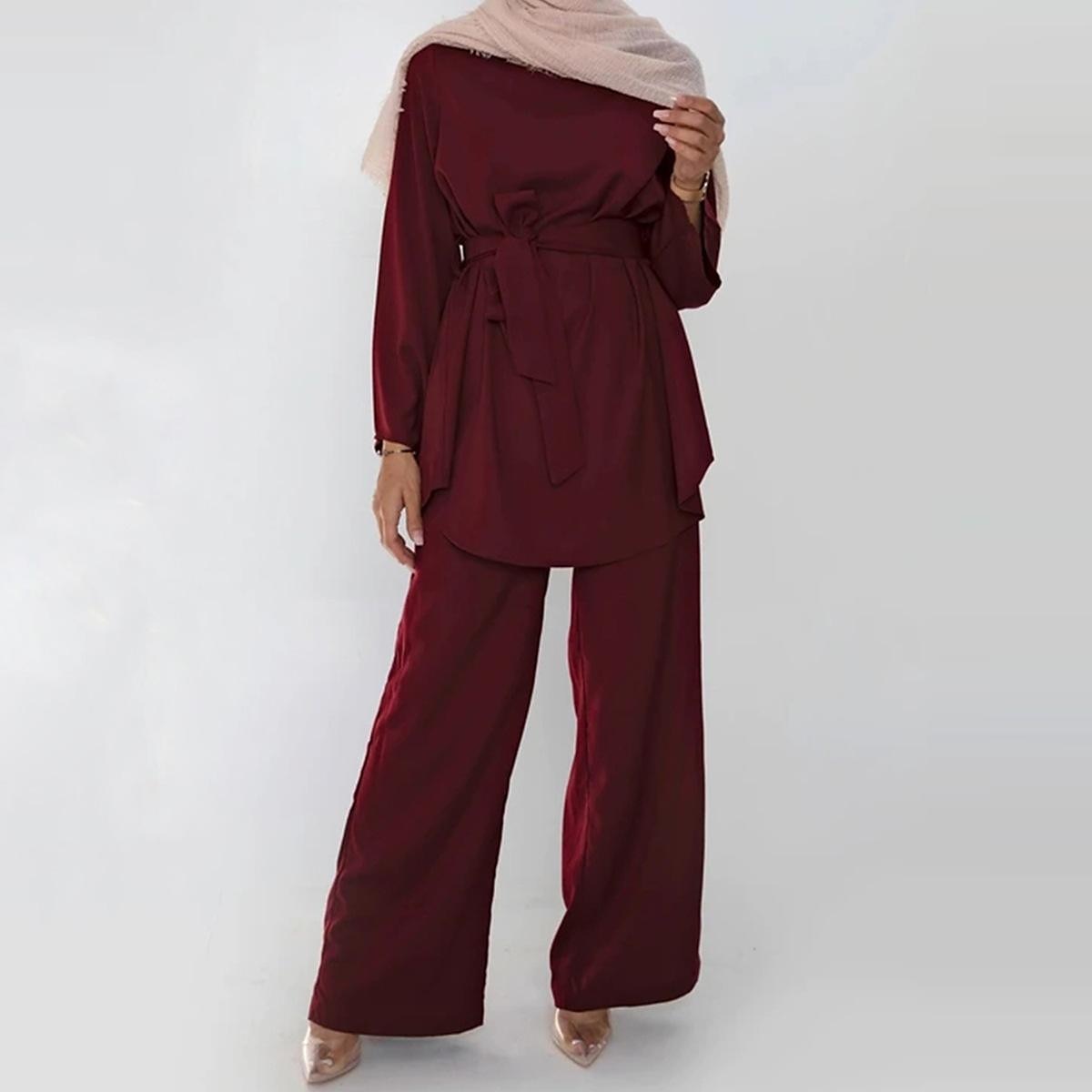 Cotton Crepe Long Trousers Elastic Waist Wide Legs Palazzo Pants Muslim  Women Bottoms Casual Solid Modest Outfits (No Abaya) - AliExpress