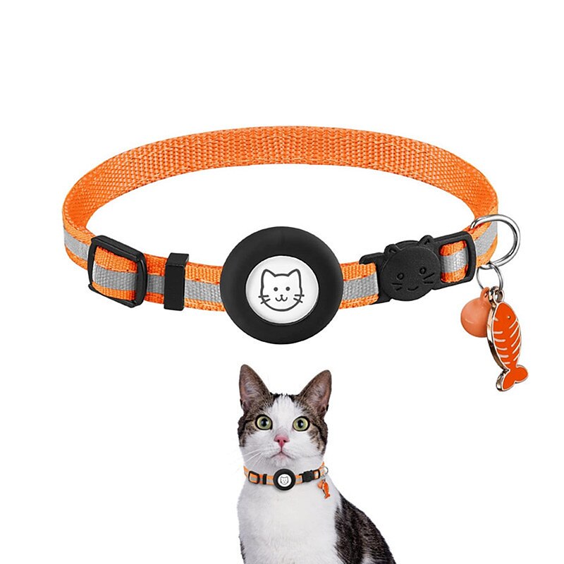 For Airtag Case and Cat Collar Airtag Cat Collar for Airtag Collar With Bell Airtag Reflective Fishbone Pet Collar（no tracker） 2025 - $20.99 –P10