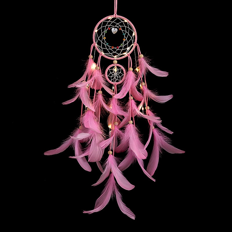Capteur de rêves led plume lumière créative fée lampe tenture murale vacances décorations chambre famille mariage fête d'anniversaire bénédiction cadeau de 2025 ? $11.49 –P16