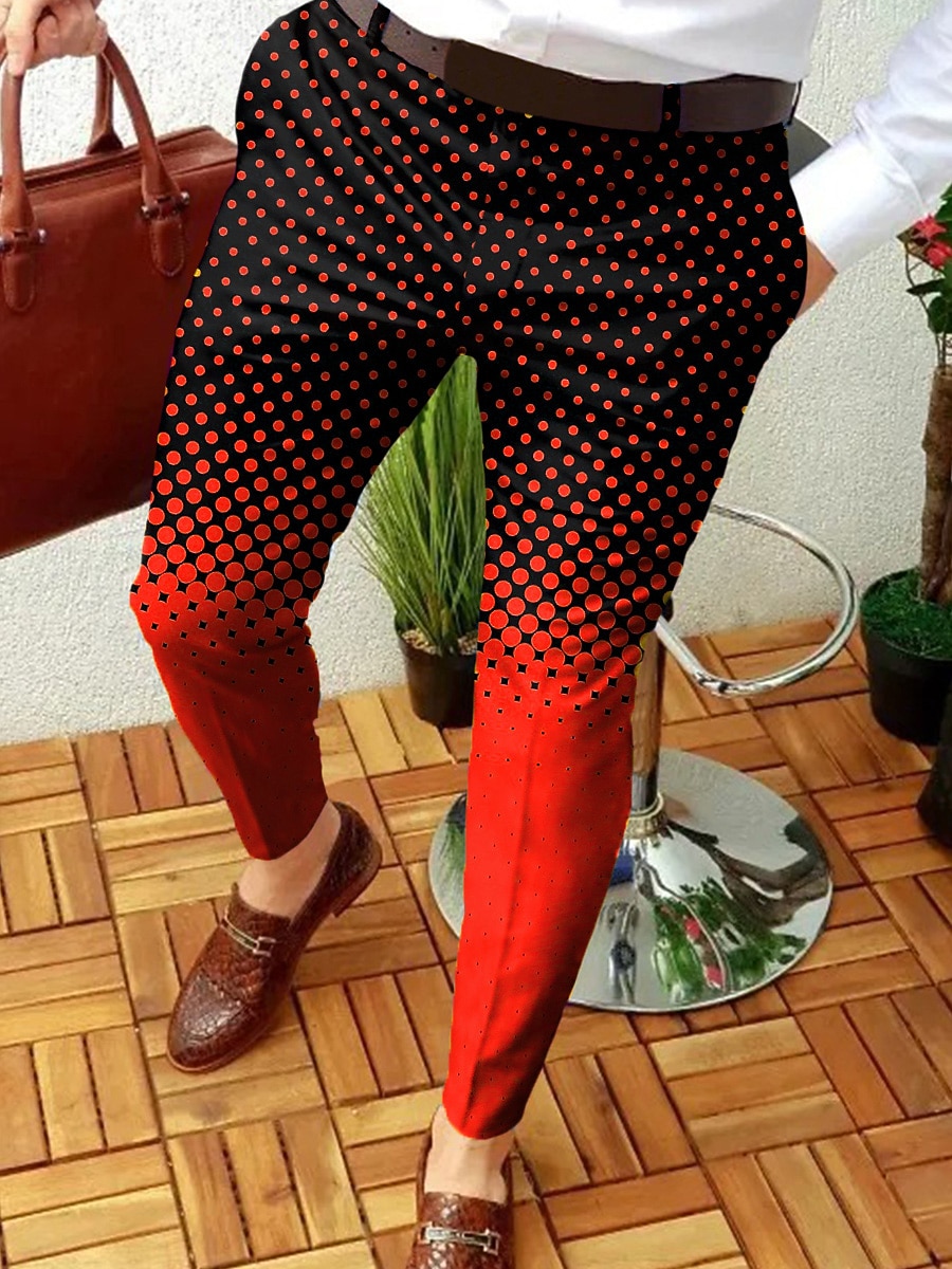 Per uomo Pantaloni Chino Pantaloni da jogger Collage Cerniera Tasche Stampe astratte Geometria Attività commerciale Informale Pantaloni Punk e gotico Taglia piccola Giallo Rosso Media elasticità del 2026 a $31.99 –P1