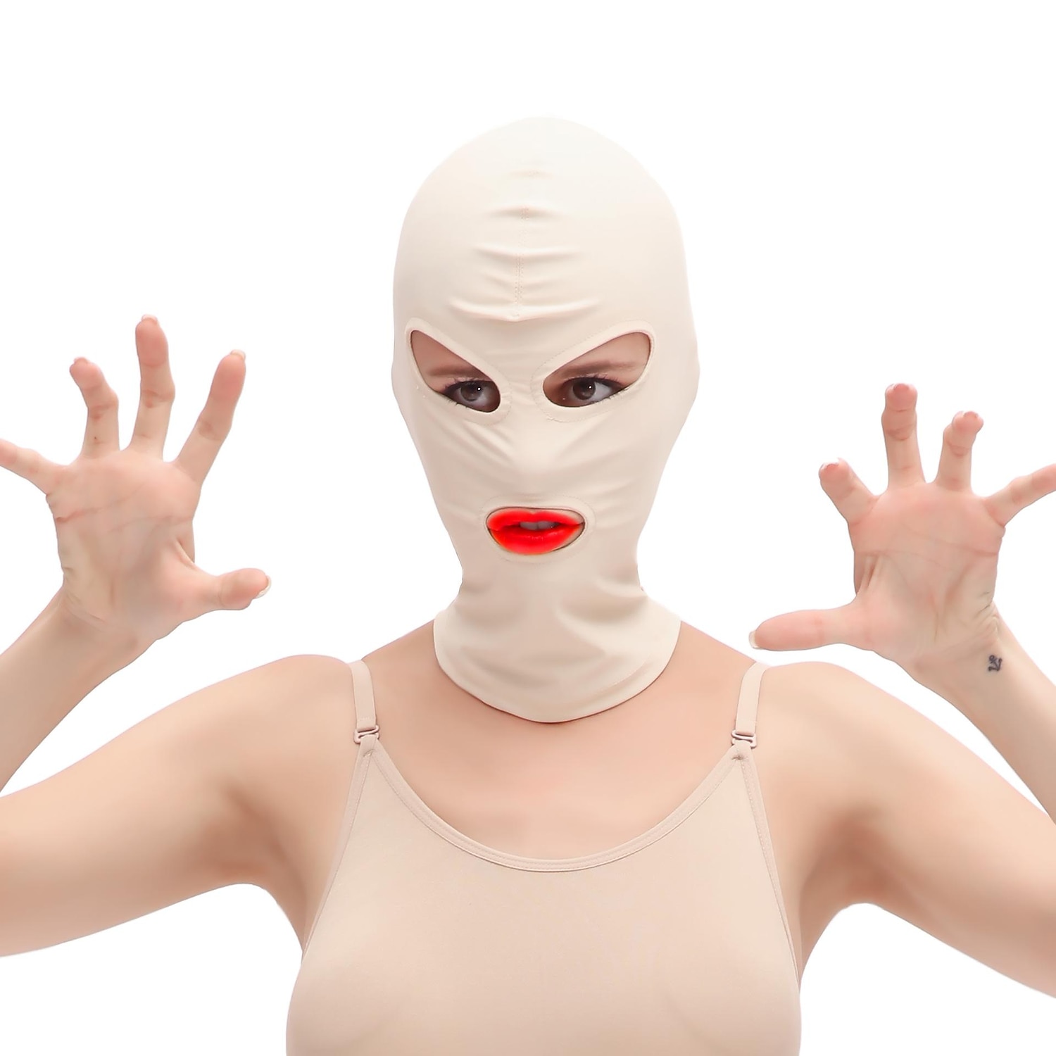 כיסוי מלא zentai hood mask אלסטי שחור נושם עיניים פקוחות עיניים פתוחות מסכת bdsm bondage cosplay תחפושת כיסוי ראש לשני המינים 2026 - $15.99 –P8