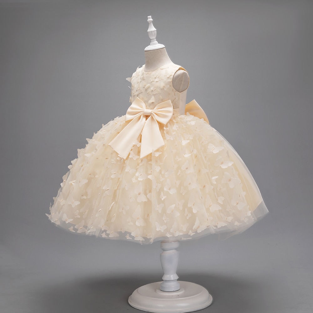 Kinderen Voor meisjes Bloemenmeisjesjurk Feestjurk Vlinder Mouwloos Bruiloft Feest Doopjurk Prinses Polyester Roze prinsessenjurk Bloemenmeisjesjurk Zomer 3-10 jaar Wit Champagne Blozend Roze 2026 - $49.99 –P14