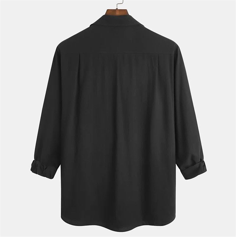 Per uomo Camicia di lino Camicia Estiva Abbigliamento da spiaggia Camicia con Bottoni Semplice Vacanza Casuale Nero Blu Marrone Cachi Manica Lunga Collo ripiegato Primavera & Autunno Abbigliamento del 2026 a $24.99 –P8