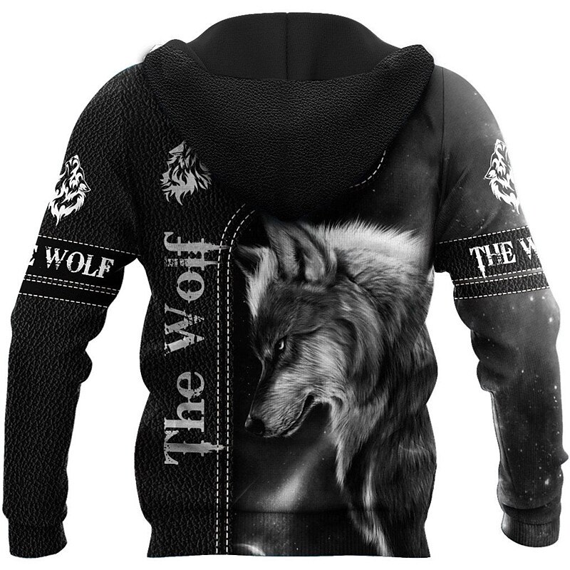 Homens Animal Lobo Estampas Abstratas Moletom Moletons Roupa de rua Designer Manga Longa Com Capuz Diário Esportes Preto Imprimir Primavera & Outono Designer de 2025 por $29.99 –P2
