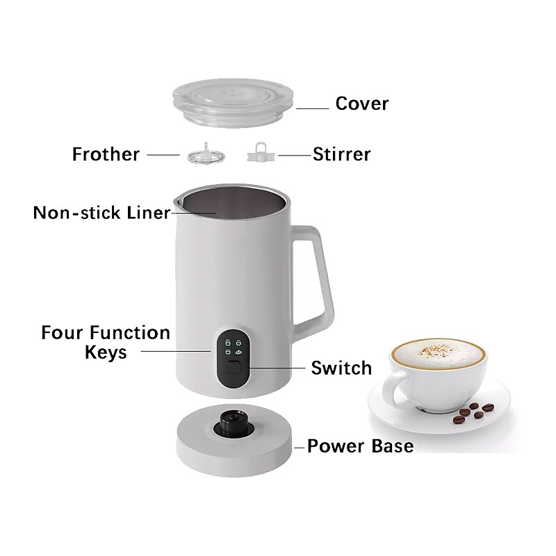 Milk Frother Electric Milk Steamer Foam 4 In 1 Coffee Foam Maker Maker  Automatic Commercial Electric Milk Frother Machine 2023 - $49.99