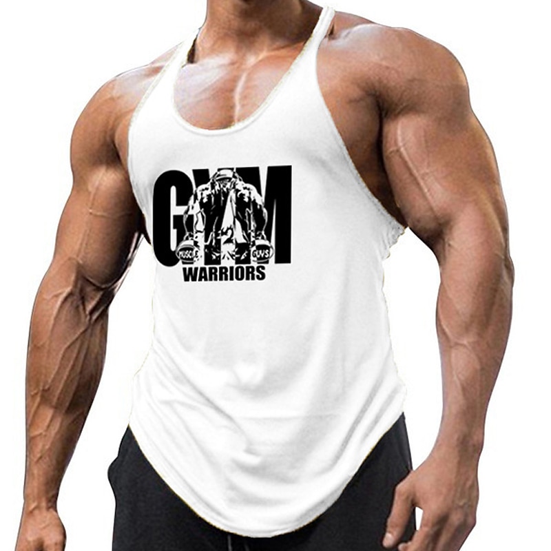 Per uomo Grafico Lettera Canotta Maglietta smanicata Canottiera Canotte con retro a vogatore Senza Maniche maglietta Collo a U Camicia Moda Muscolo Allenamento Quotidiano Vacanza Palestra Nero Bianco del 2026 a $15.99 –P12