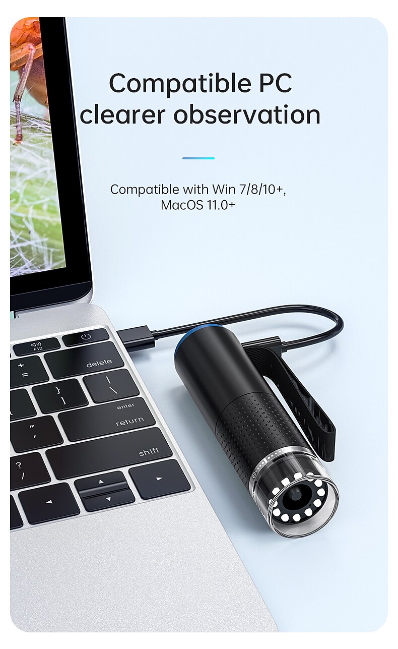 беспроводной цифровой микроскоп 50x-1000x увеличение wifi usb hd портативный портативный карманный микроскоп камера с 8 регулируемыми светодиодами совместимый с iphone ipad android windows mac 2025 - $54.99 –P4