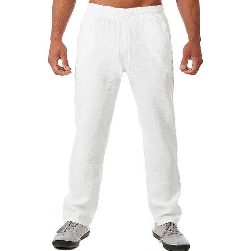 Ανδρικά Λευκά παντελόνια Παντελόνια Καλοκαίρι παντελόνι Τσέπη Σκέτο Άνεση Αναπνέει ΕΞΩΤΕΡΙΚΟΥ ΧΩΡΟΥ Καθημερινά Εξόδου Μοντέρνα Κομψό στυλ street Μαύρο Λευκό 2026 - $22.99 –P7