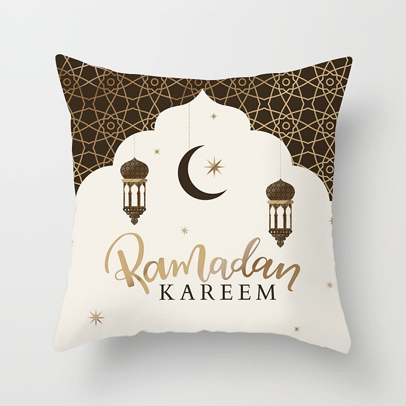 ramadan kareem kuddfodral eid mubarak 1 st mjukt dekorativt fyrkantigt kuddfodral örngott för sovrum vardagsrum soffa soffstol maskintvättbar 2025 - $10.99 –P8