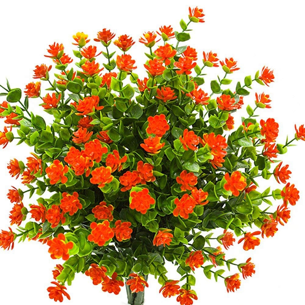 Paquete de 2/paquete de 8 flores artificiales al aire libre resistentes a los rayos UV flores de plástico falsas rosas que no se desvanecen plantas de plástico falsas para interior al aire libre boda 2025 - $12.49 –P2