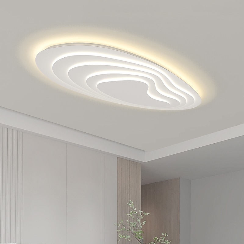 moderne taklampe som kan dimmes med fjernkontroll 56 cm innfelt taklampe akryl lampeskjerm lysekrone soverom stue 2025 - $230.29 –P3