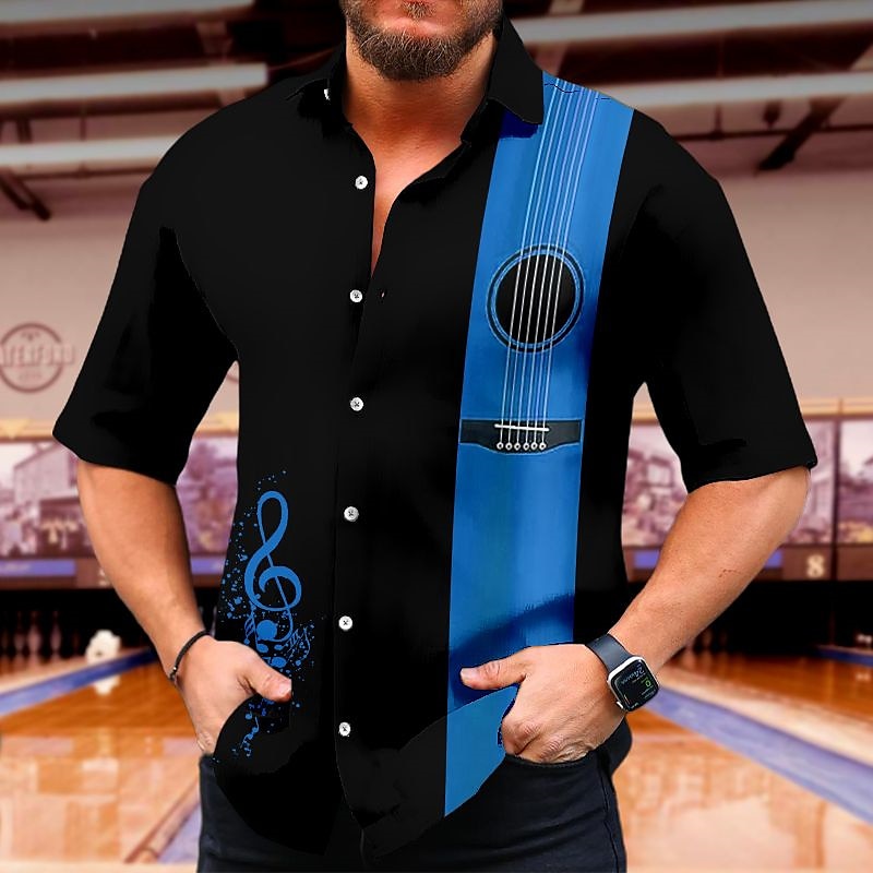 Per uomo Strumento musicale Camicia Camicia Estiva Camicia da Bowling Manica Corta Moda Anni 1950 Casual Vacanza Quotidiano Uscire Estate Collo ripiegato Stampato Rosso Blu Marrone Verde Grigio del 2025 a $24.99 –P2