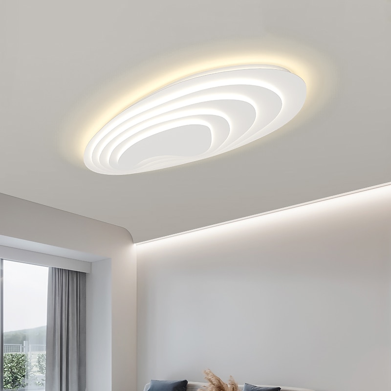 moderne taklampe som kan dimmes med fjernkontroll 56 cm innfelt taklampe akryl lampeskjerm lysekrone soverom stue 2025 - $230.29 –P6