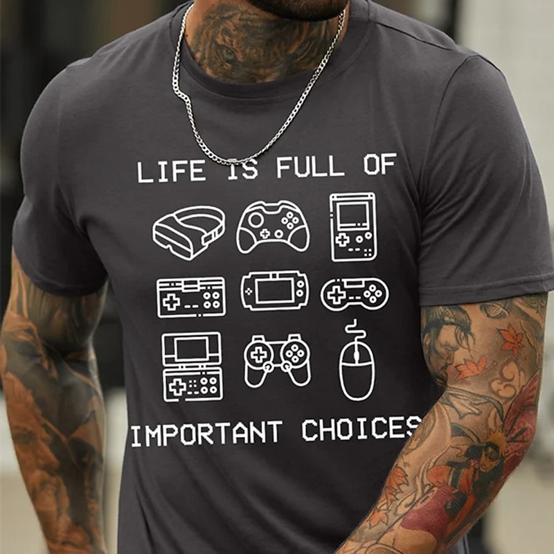 Per uomo Cartoni animati Stampe Grafiche Hobby Maglietta Maglietta grafica Cotone Maniche Corte Grafico Camicia Vinaccia Nero Bianco Maglietta comoda Vacanza Streetwear Abbigliamento di stilista del 2025 a $15.99 –P7