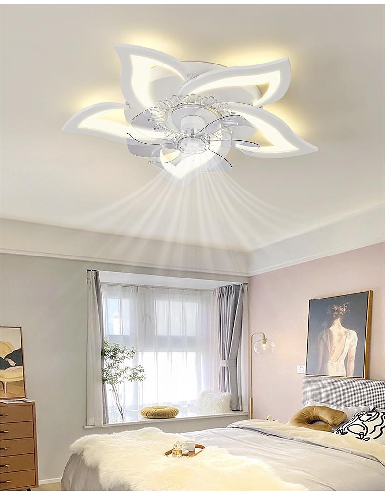 LED Ceiling Fans Dimmable with Remote Contral Flower Design Flush Mount Ceiling Lamp Acrylic Lampshade Chandelier Bedroom Living Room 2025 - $244.69 –P9