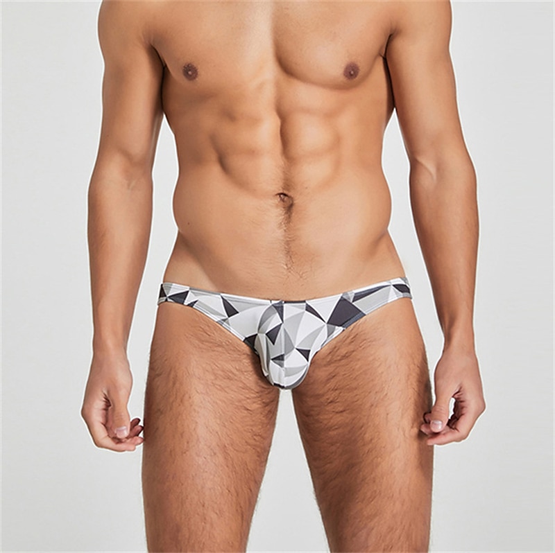 Men's 1 PC Briefs Print Spandex Polester / Cotton Blend Washable Comfortable Geometric Graphic Prints Low Rise Black Red 2025 - $8.99 –P2