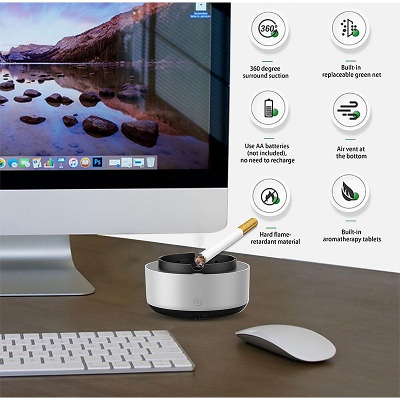 Multipurpose Ashtray with Air Purifier Function for Filtering Second-Hand Smoke From Cigarettes Remove Odor 2025 - $19.99 –P12