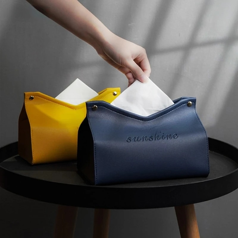 Caja de pañuelos de cuero caja de pañuelos de coche nórdico ins hogar sala de estar decoración dormitorio cocina caja de almacenamiento de escritorio servilletero 2026 - $10.99 –P4