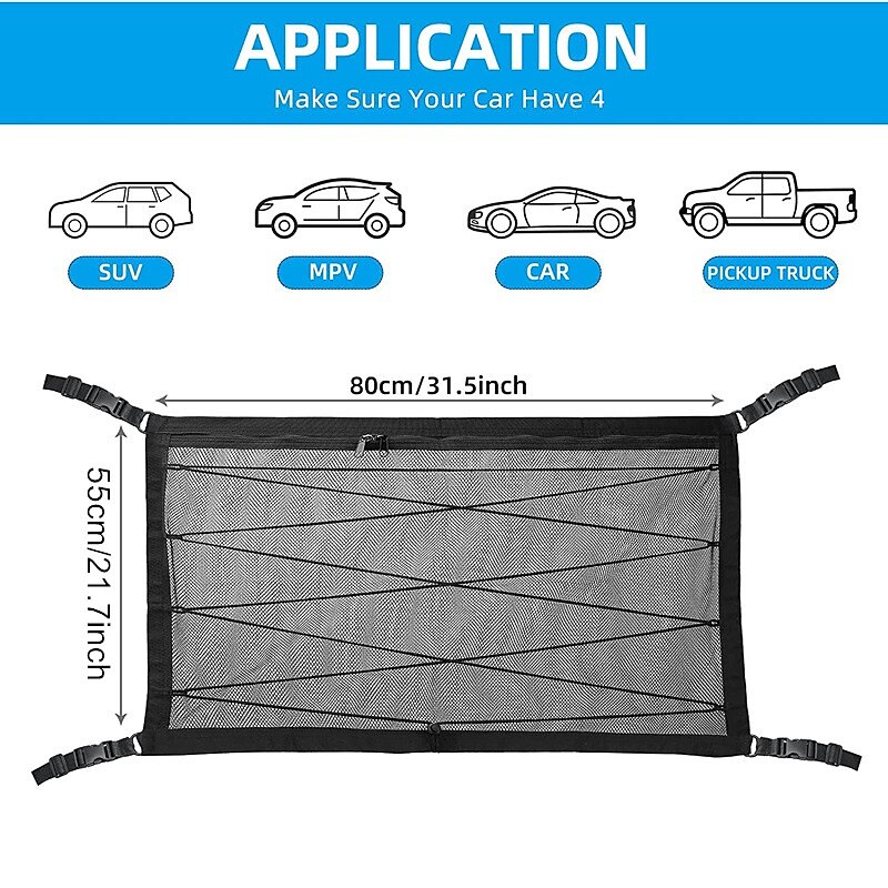 suv auto plafond opslag netto zak dubbellaags gaas auto daktas interieur bagagenet ademende netzak auto opbergen opruimen reizen lange reis camping interieur accessoires 2025 - $17.99 –P13