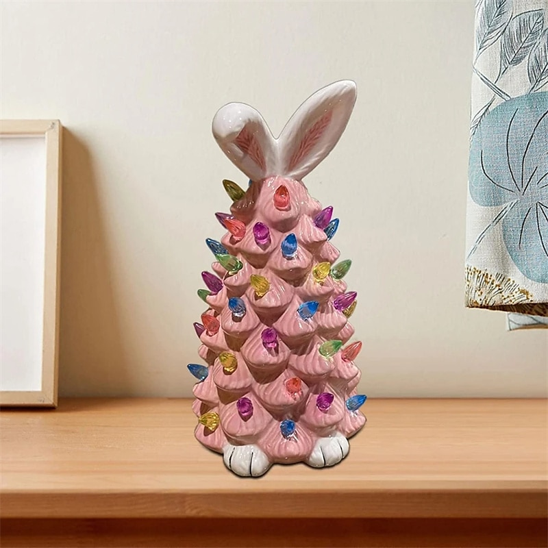 kanintre påskedekorasjon søt mini påske kanintre harpiksfargede lys 15cm kaninpynt hjemmeinnredning påskegave 2025 - $29.99 –P2