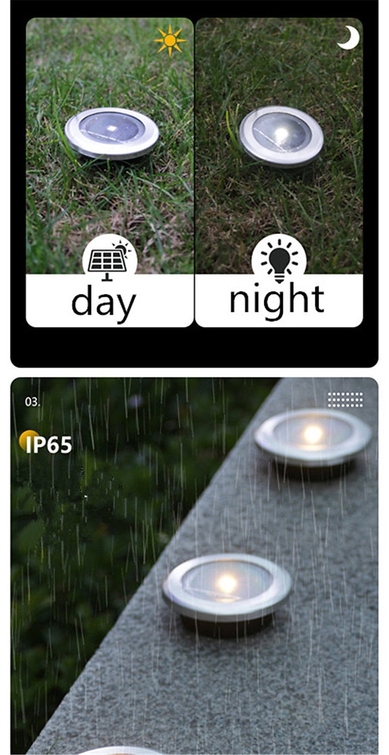 2026年 4/8 個ディスクライト屋外 led ガーデンソーラー地下ライトデッキライトスポットライト埋め込みソーラー led ランプ庭の装飾  コレクション – $20.99 –P5