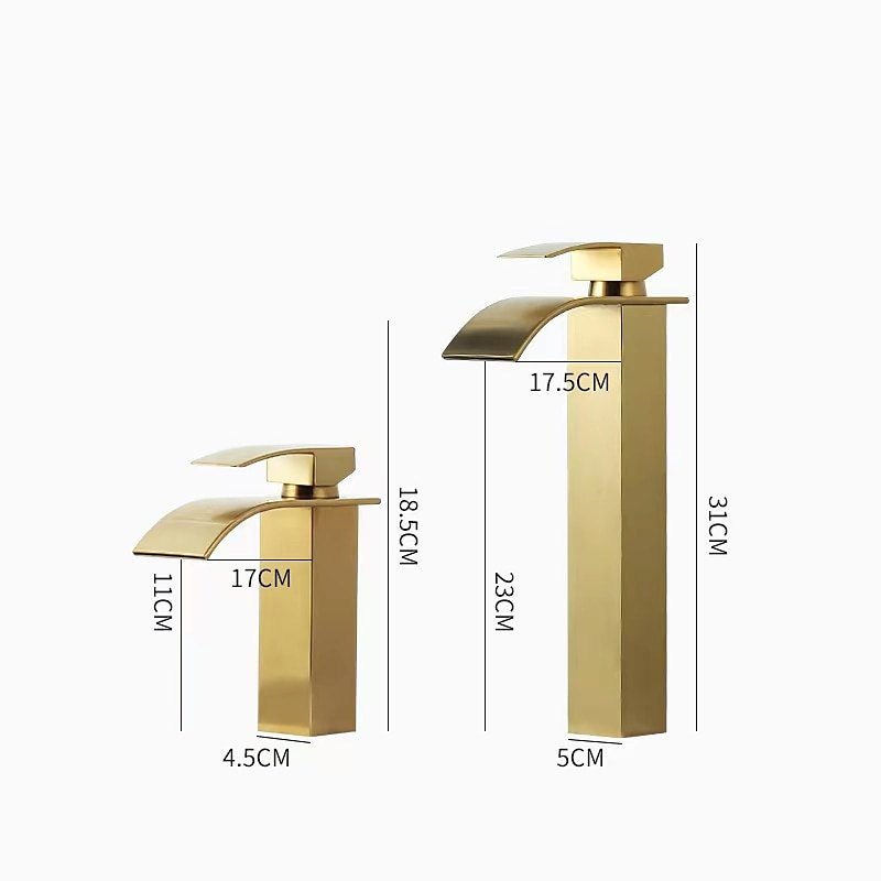 Rubinetto Miscelatore Lavabo Bagno A Cascata Alto Corto, Lavabo Monocomando Rubinetti Lavabo Monocomando, Bagno Con Tubo Flessibile Caldo E Freddo Vaso Monoblocco Acqua Rubinetto In Ottone Montaggio A Bordo Nero Dorato del 2025 a $80.99 –P1