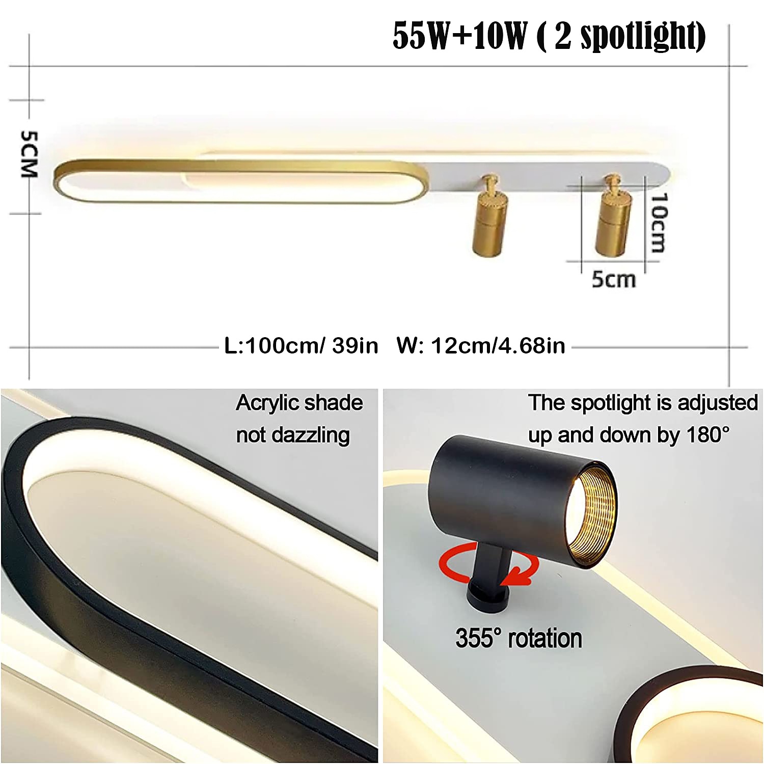 Modern LED Ceiling Lamp 1-2 Lamp Track Lamp Sotlight 80cm 100cm Geometric Ceiling Lamp Dimmable Remote Control Living Room Bedroom Kitchen Dining Room Lamp AC220V 2026 - $264.59 –P3