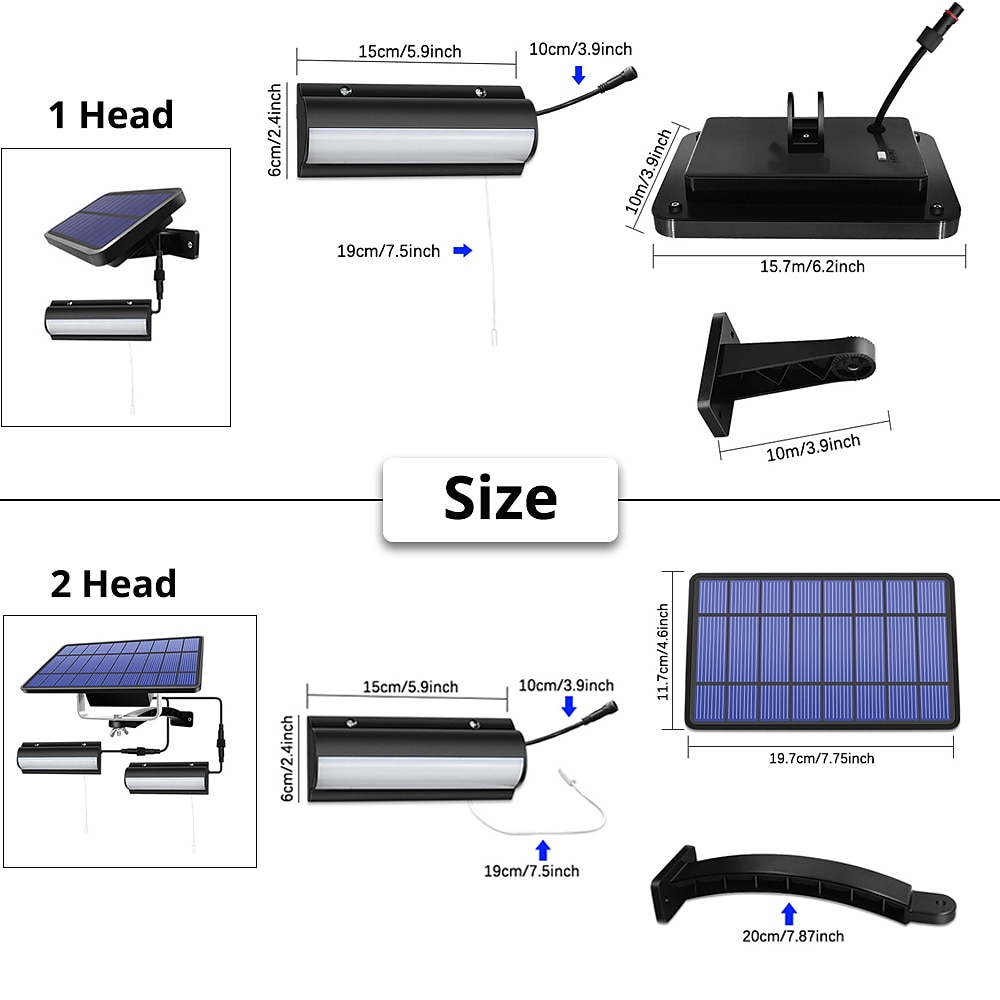 zonne-licht buiten hanglamp automatische sensor schakelaar dubbele kop tuinverlichting gebruikt in tuinen werven binnenshuis etc. 2025 - $60.99 –P3