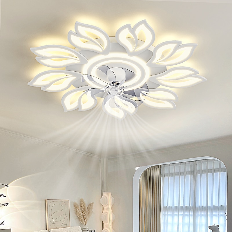 LED Ceiling Fans Dimmable with Remote Contral Flower Design Flush Mount Ceiling Lamp Acrylic Lampshade Chandelier Bedroom Living Room 2025 - $259.09 –P5