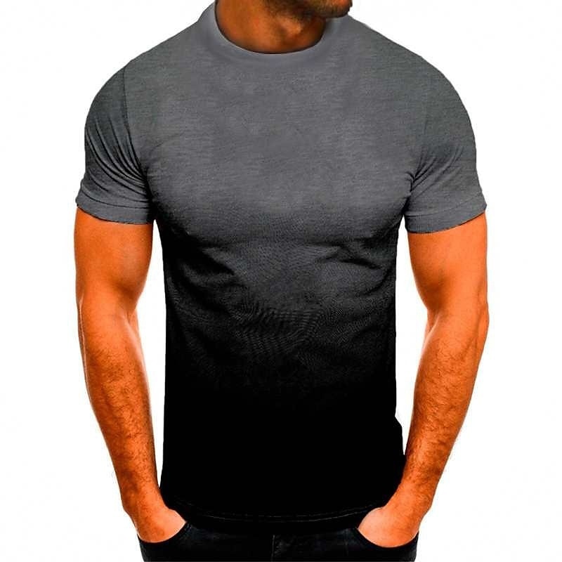 Men's T shirt Tee Tee Top Gradient Crew Neck Street Vacation Short Sleeves Clothing Apparel Fashion Sport Basic 2026 - $13.49 –P7