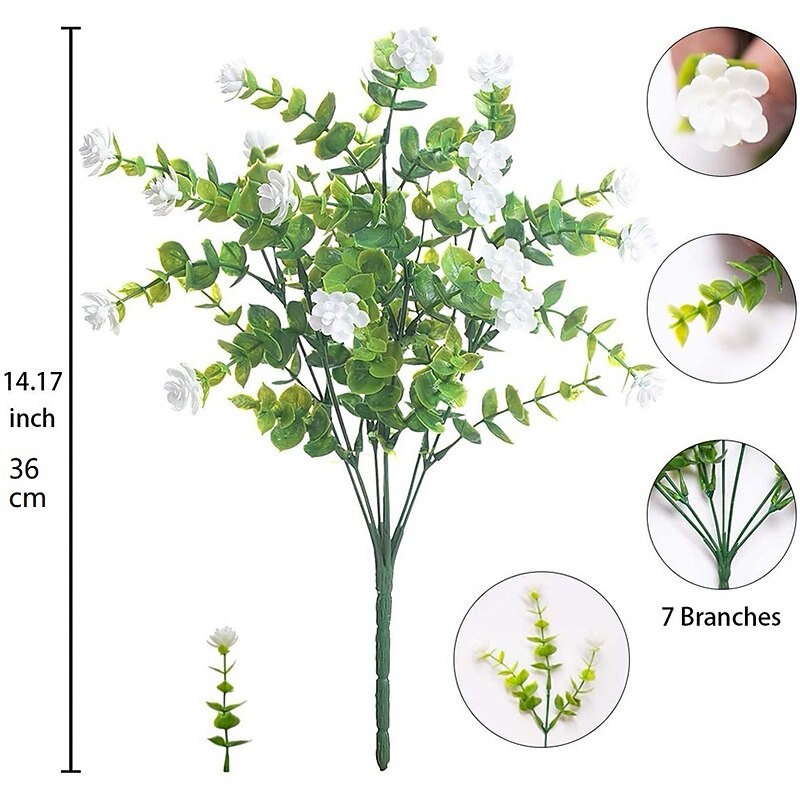 Paquete de 2/paquete de 8 flores artificiales al aire libre resistentes a los rayos UV flores de plástico falsas rosas que no se desvanecen plantas de plástico falsas para interior al aire libre boda 2025 - $12.49 –P7