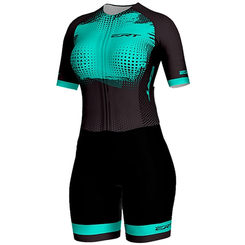 Naisten Triathlon Tri -puku Lyhythihainen triatlon Hopea Vaalean keltainen Tumman harmaa Kuvitettu Pyörä Lycra Urheilu Kuvitettu Vaatetus 2025 - $46.99 –P4