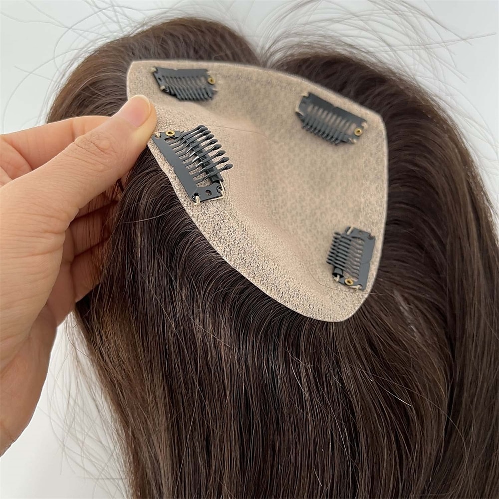 haar toppers voor vrouwen 100% remy menselijk haar topper haarstukje 12*13cm volledige zijde basis steil haar voor dunner wordend haar haaruitval cover grijs haar 2025 - $172.99 –P9