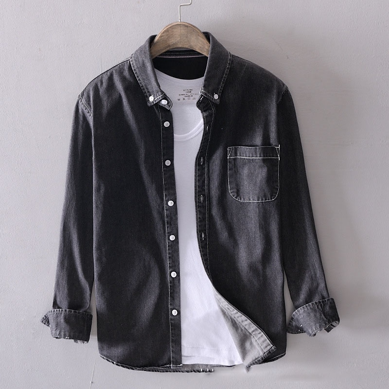 Homme Chemise Chemise en jean Chemise décontractée Noir Bleu Bleu clair manche longue Plein Revers Plein Air Vacances Poche Vêtement Tenue Mode Loisir Chemise hawaïenne de 2026 ? $44.99 –P1