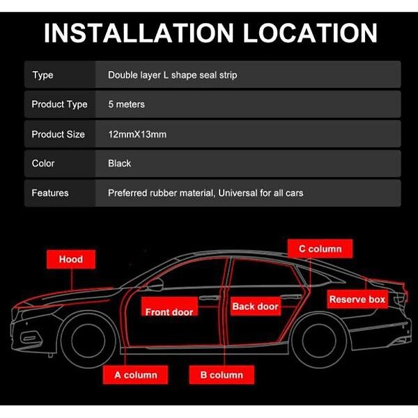 Starfire 5M L-shaped car door trunk sealing strip rubber sealing strip edge universal 5 meters high-quality car quiet solution rubber sealing strip shape sound insulation bumper strip 2025 - $12.99 –P7