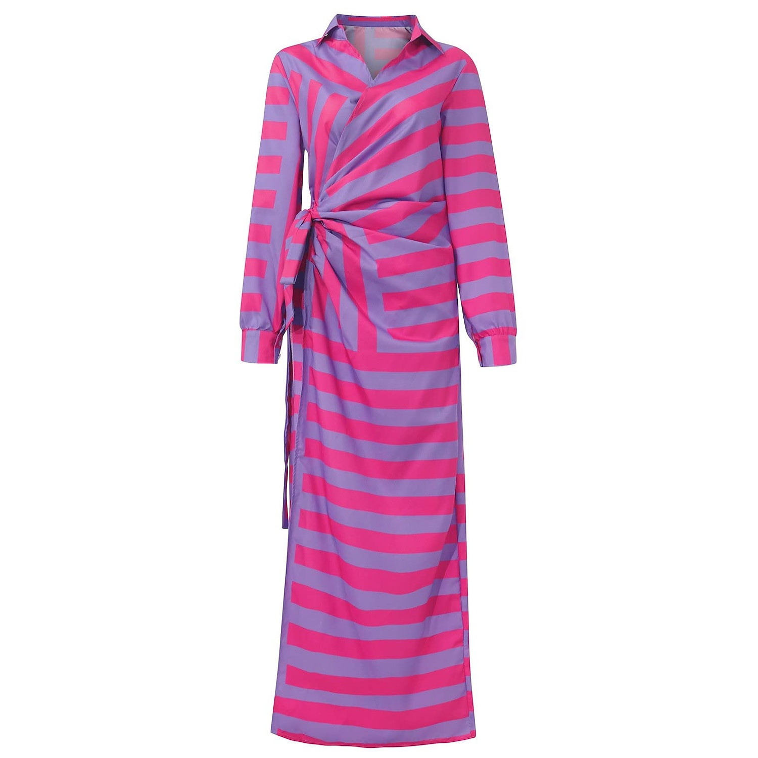 robe chemise femme moulante robe portefeuille maxi robe longue extérieur mode quotidienne bohème col chemise froncé fendu manches longues été automne printemps 2023 coupe régulière violet orange vert de 2025 ? $34.99 –P11