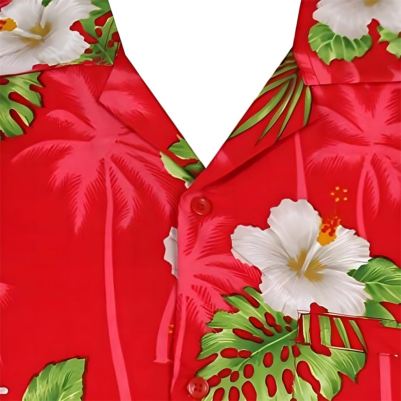 Bărbați Floral Grafic Flori tropicale Cămașă Cămașă de vară Cămașă casual Manșon scurt Cămașă Răsfrânt Modă Șic Stradă De Bază Casual Zilnic Hawaiian Roz Îmbujorat Roșu-aprins Albastru piscină S M L 2025 - $24.99 –P2