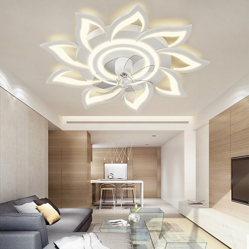 LED Ceiling Fans Dimmable with Remote Contral Flower Design Flush Mount Ceiling Lamp Acrylic Lampshade Chandelier Bedroom Living Room 2025 - $244.69 –P11