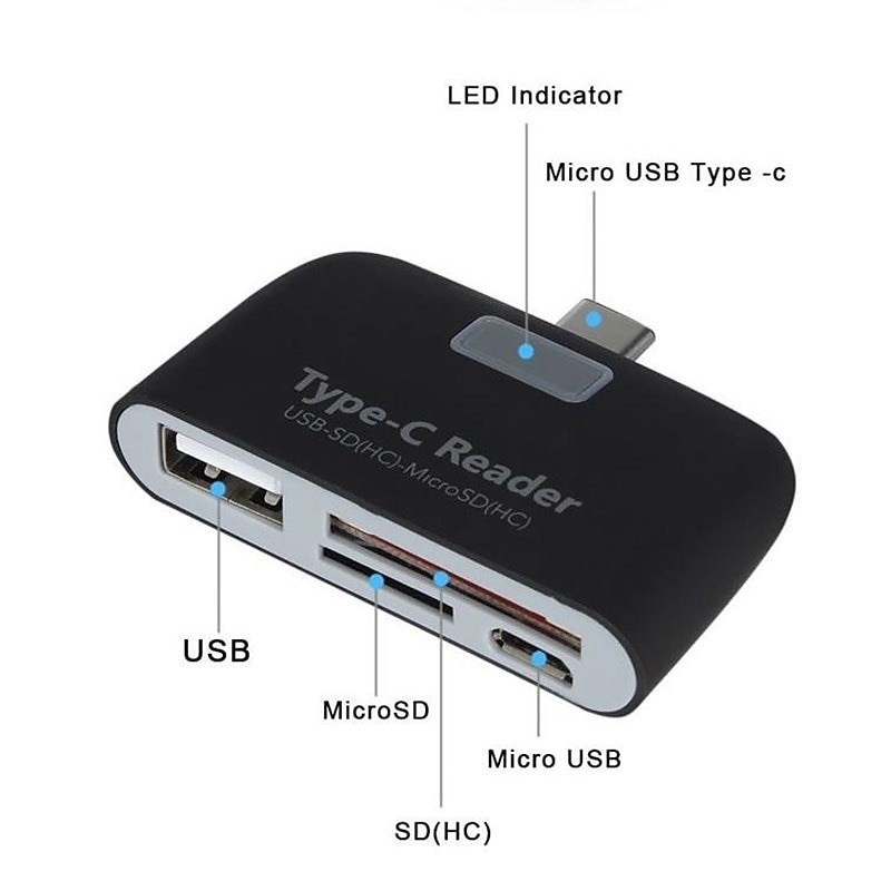 Card Reader Multifunctional Smart 4 In 1 Laptop PC Durable Phone TF Micro SD With Micro USB Charge Port USB 3.1 Universal Type C Adapter OTG Card Reader 2025 - $11.99 –P6