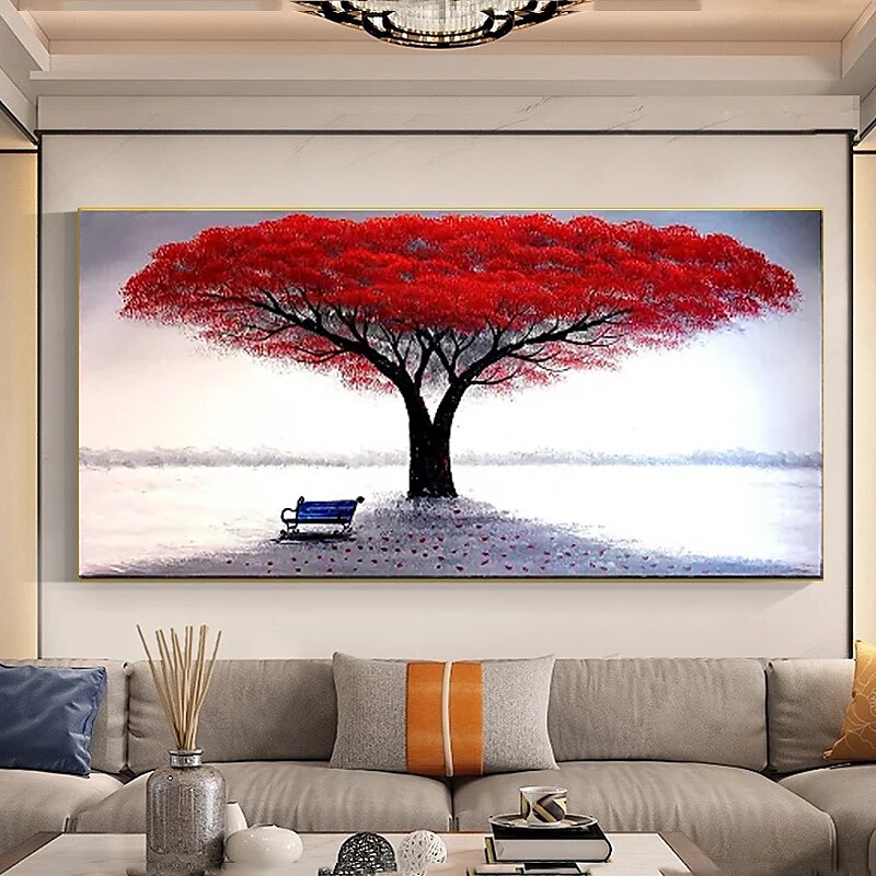 Oil Painting Hand Painted Horizontal Floral / Botanical Comtemporary Modern Stretched Canvas 2025 - $146.99 –P7