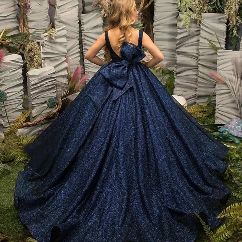 Kids Girls' Party Dress Solid Color Sleeveless Performance Wedding Mesh Princess Sweet Lace Mid-Calf Sheath Dress Tulle Dress Flower Girl's Dress Summer Spring Fall 2-12 Years Blue 2025 - $104.99 –P1