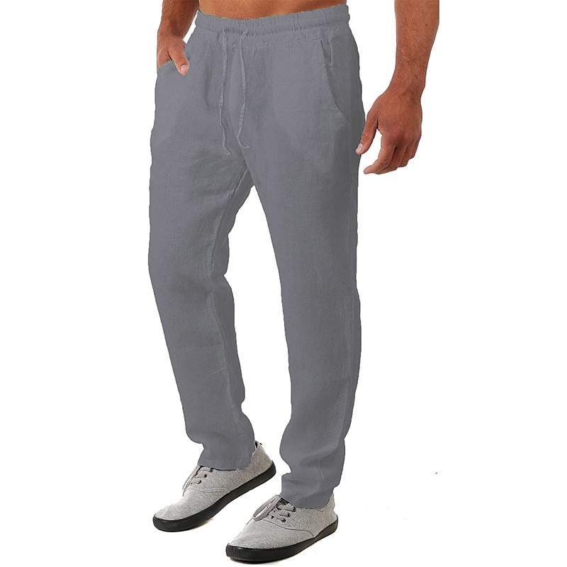 Ανδρικά Λευκά παντελόνια Παντελόνια Καλοκαίρι παντελόνι Τσέπη Σκέτο Άνεση Αναπνέει ΕΞΩΤΕΡΙΚΟΥ ΧΩΡΟΥ Καθημερινά Εξόδου Μοντέρνα Κομψό στυλ street Μαύρο Λευκό 2026 - $22.99 –P9