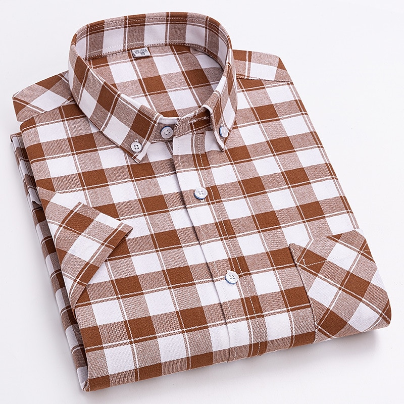 Herren Oberhemd Gestreiftes Hemd Hemd Oxford Hemd Kariert / Gestreift / Chevron Hochzeit Büro & Karriere Kastanienbraun Hellgelb Hellblau Weiß Langarm Hemdkragen Frühling Sommer Bekleidung Kreuz 2025 - $31.99 –P14