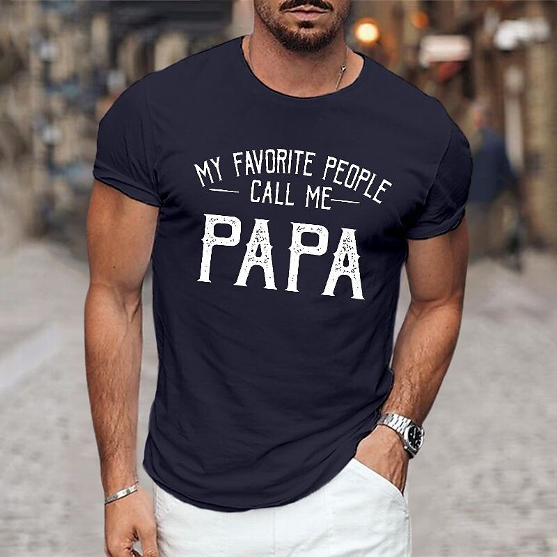 Men's Graphic Prints Daddy Letter Print Family T Shirt Graphic Tee Cotton Short Sleeves Graphic Shirt Black White Navy Blue Comfortable Tee Vacation Street Fashion Designer Clothing 2025 - $15.99 –P5