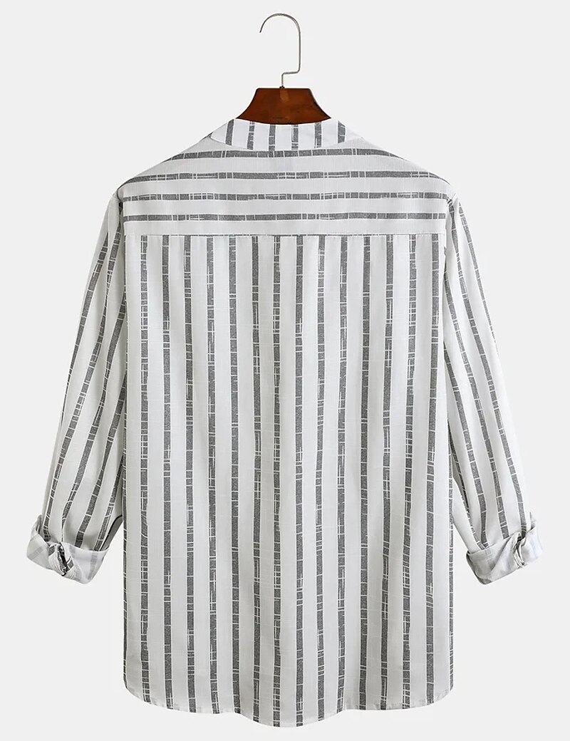 Per uomo Maglietta informale Camicia estiva Camicia da spiaggia Bianco Rosa Blu Manica lunga A strisce Colletto Primavera estate Hawaiano Per eventi Abbigliamento Stampa del 2025 a $22.99 –P4