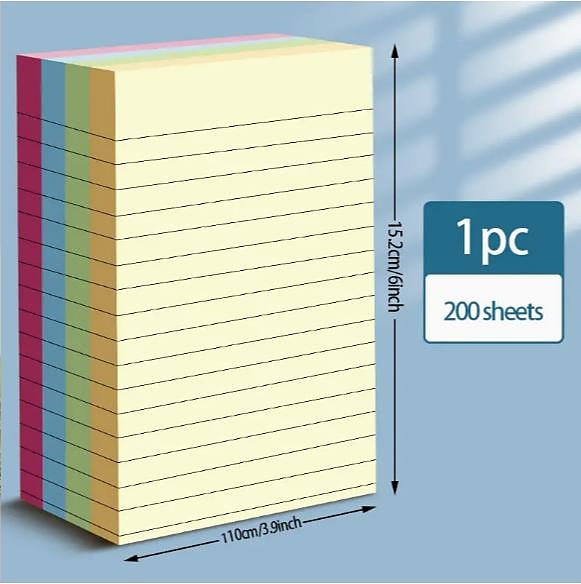 2025年 無地付箋 200 枚ノートオフィスノート紙水平線ノートステッカー大中サイズノート n 回書いて貼り付けることができ、新学期ギフト  コレクション – $9.99 –P5