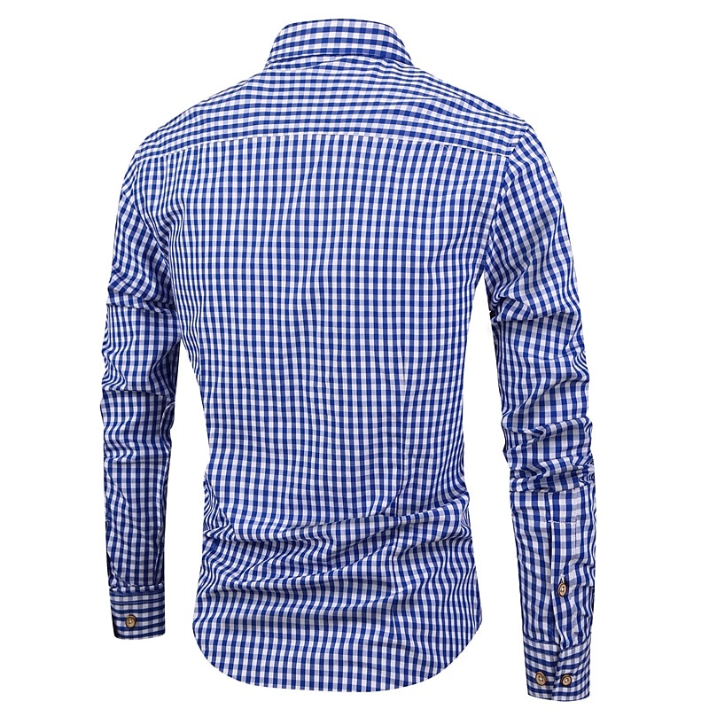 Men's Casual Shirt Button Up Shirt Checked Shirts Black Red Deep Blue Light Blue Long Sleeve Plaid Square Neck Vacation Daily Wear Button-Down Clothing Apparel Cotton Fashion Leisure Hawaiian 2025 - $31.99 –P2