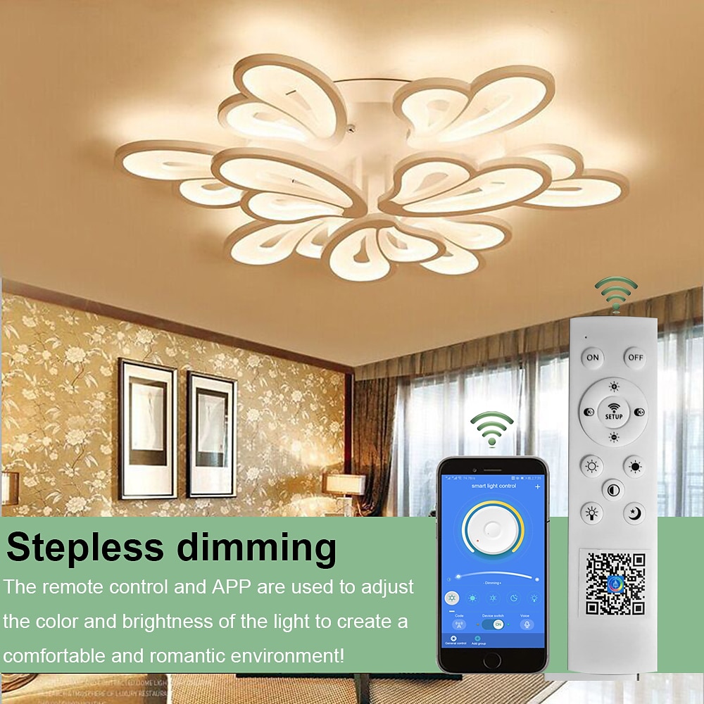 LED Ceiling Light 3/5/9/12/15 Heads Ceiling Lamp Acrylic Aluminum Stepless Dimming Bedroom 110-240V ONLY DIMMABLE WITH REMOTE CONTROL 2025 - $288.39 –P7
