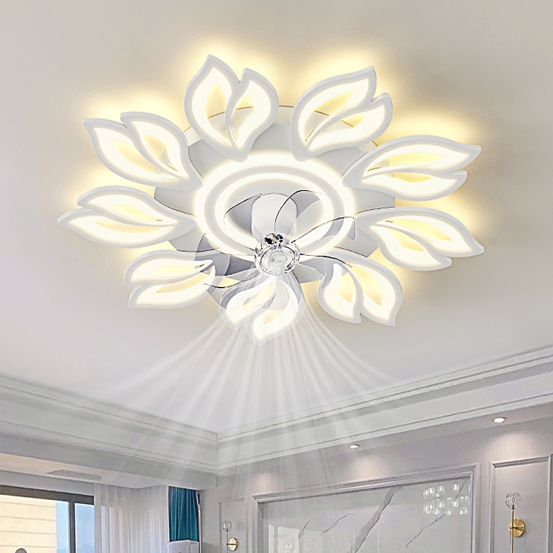 LED Ceiling Fans Dimmable with Remote Contral Flower Design Flush Mount Ceiling Lamp Acrylic Lampshade Chandelier Bedroom Living Room 2025 - $259.09 –P6