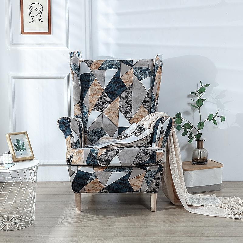 stretch wingback stoltrekk vinge stol slipcovers med seteputetrekk spandex jacquard wingback lenestoltrekk til ikea strandmon stol 2025 - $53.99 –P7